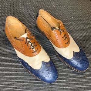 Zara Wingtip Brogue Oxford - Royal Blue/Tan